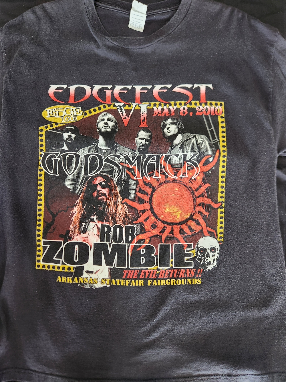 Edgefest VI 2010 Godsmack Rob Zombie Graphic Band Concert T-Shirt - Black